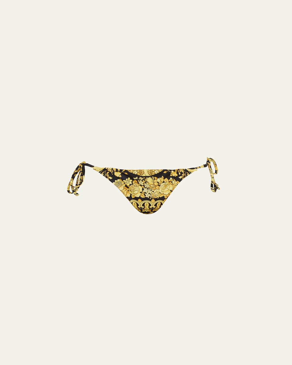 Barocco-Print Side-Tie Bikini Bottoms